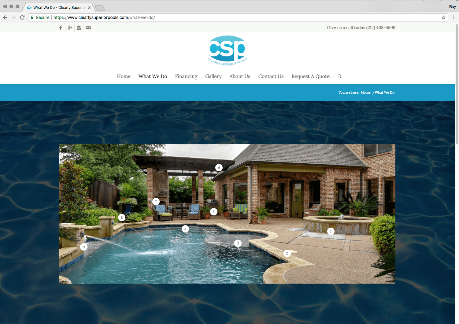 Clearly Superior Pools Website Design About Page