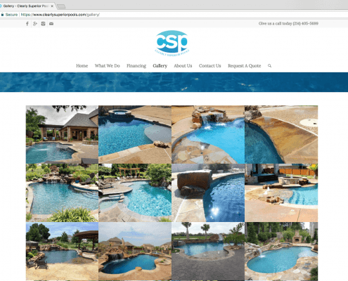 Clearly Superior Pools Website Design Gallery Page